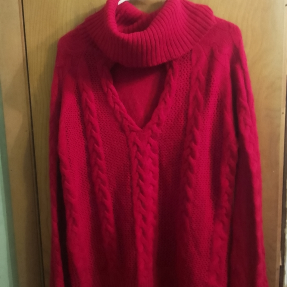 New York & Company Vibrant Red Cowl Neck Sweater‎